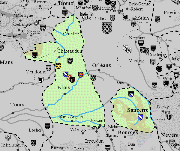 Карта графства Блуа в XIII веке